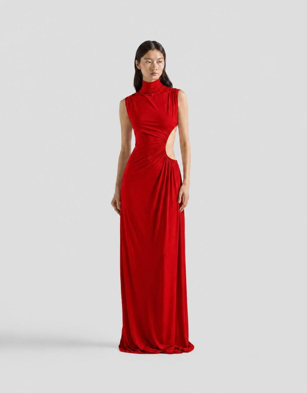 Cut-Out Dress In Red Strech Jersey